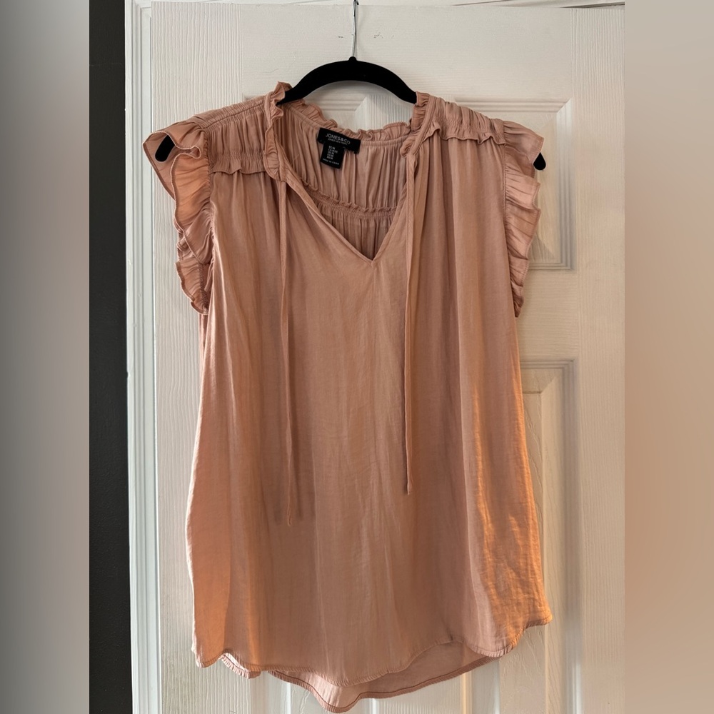 Jones New York Light Pink Ruffled Blouse